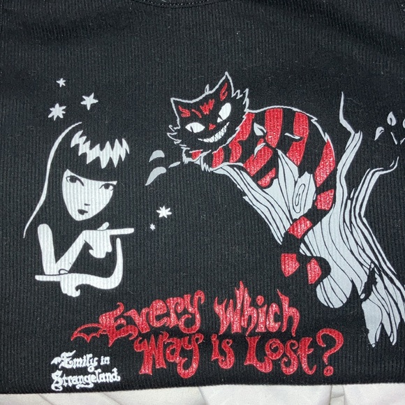 Emily The Strange black sleeveless top women’s sz M cheshire hot topic exclusive - Picture 3 of 3